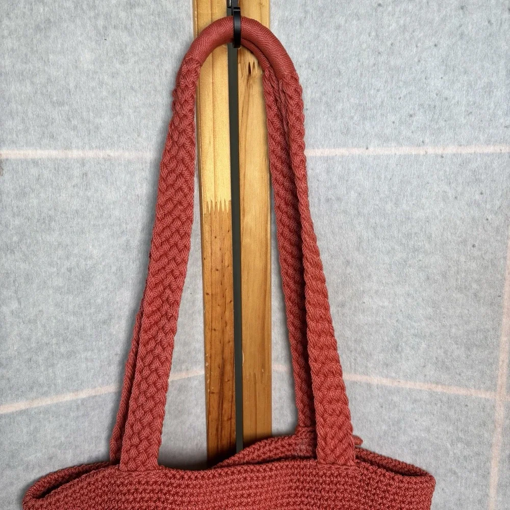 The Sak Red Orange Stripe Crochet/Handbag Purse‎ Beach Cruise Boho Y2K Woven